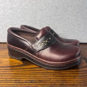 Klogs Naples Women's Clogs Brown Tooled Size 10 Slip On Leather